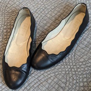 French Sole Jigsaw flats - black leather